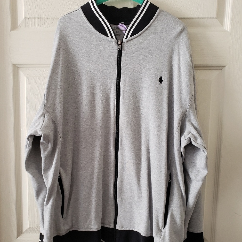 Men's Grey Polo Ralph Lauren Sweat Jacket Size 3X
